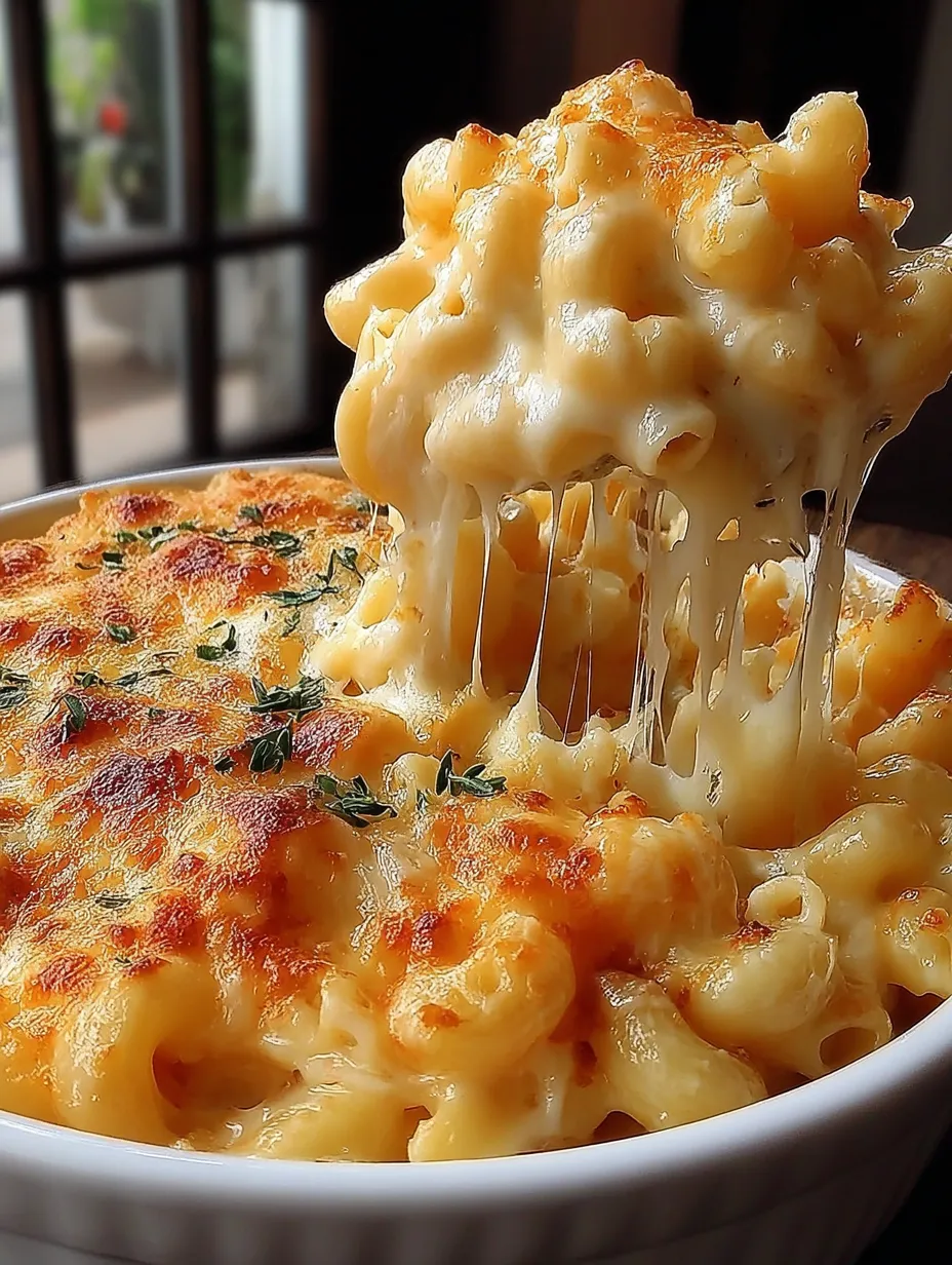 A bowl of macaroni and cheese.