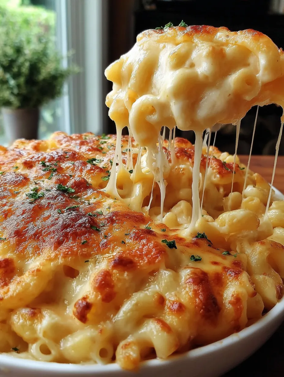 A bowl of macaroni and cheese with a spoon in it.