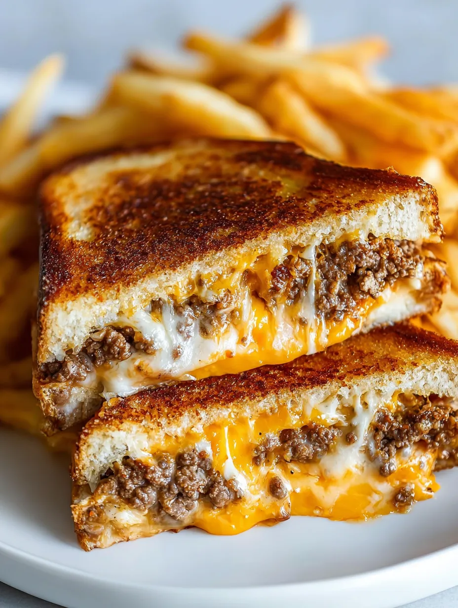 A sandwich with cheese and meat on a plate.