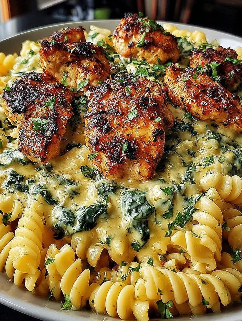 A plate of food with chicken and pasta.
