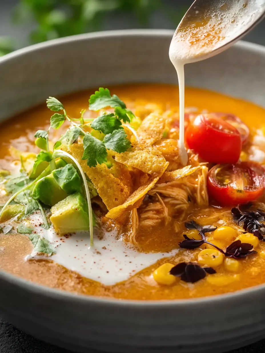 A bowl of soup with a spoon in it.