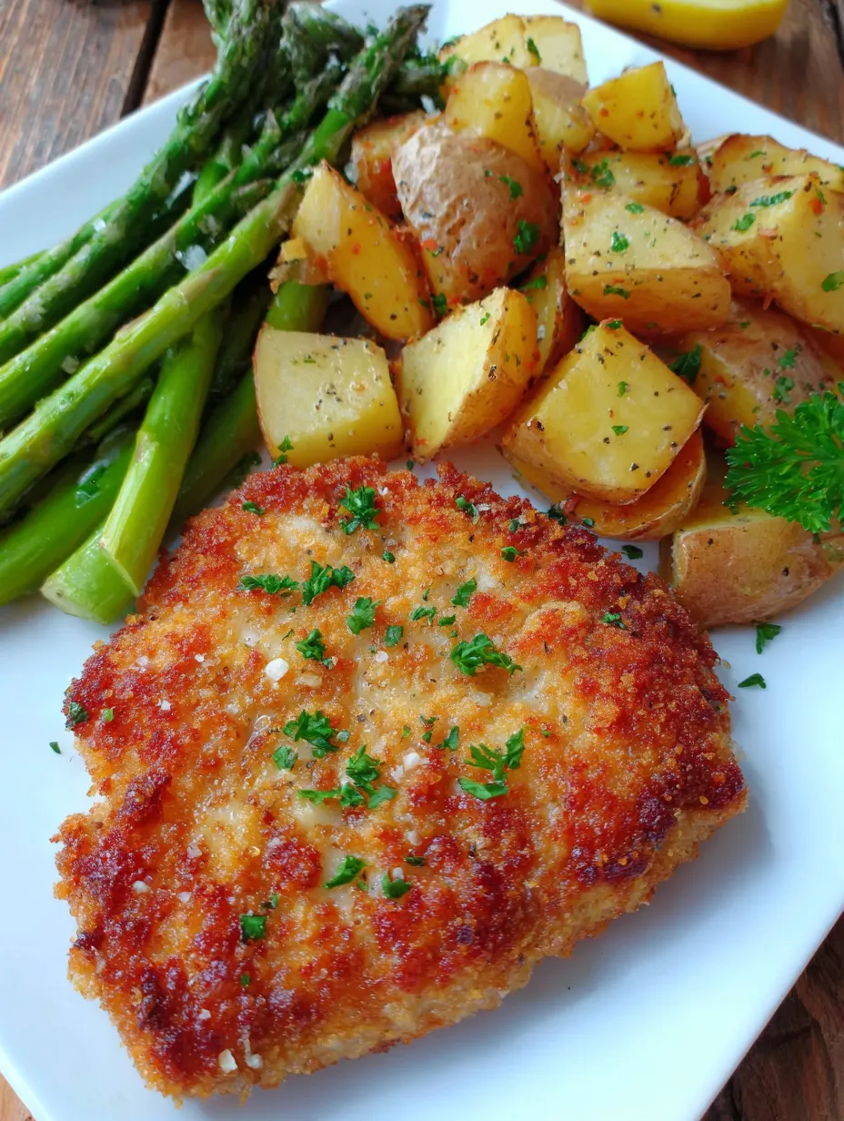 Ein Plate mit gegrilltem Fleisch, Asparagus, Kartoffeln und Potatoes.