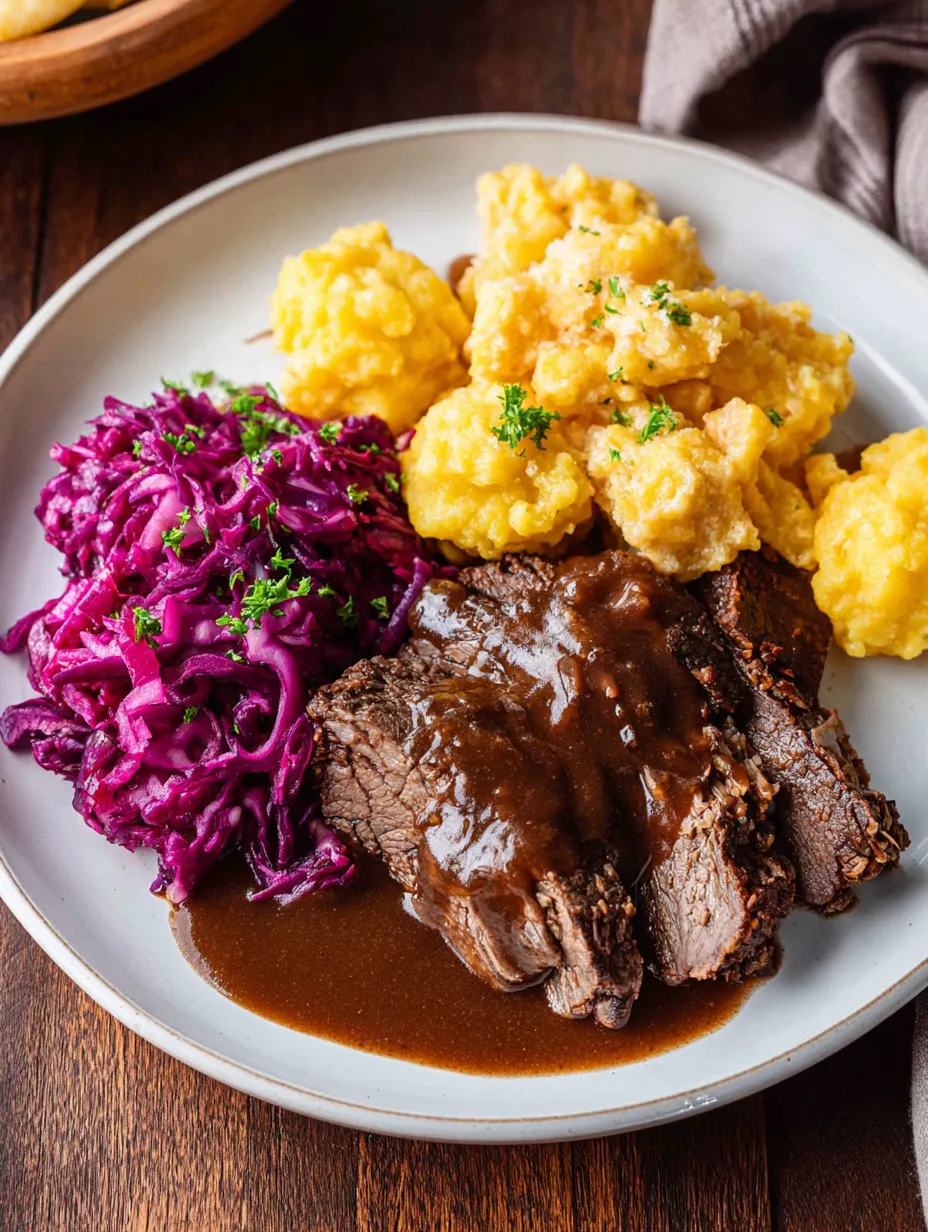 A plate of food with meat, potatoes, and sauce.