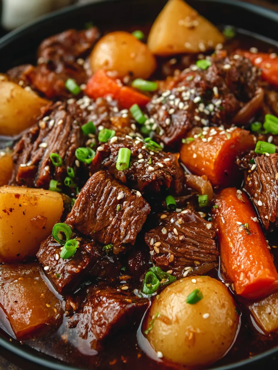 A bowl of beef and vegetables.