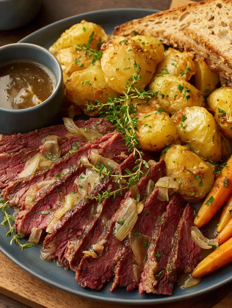 A plate of food with meat and potatoes.