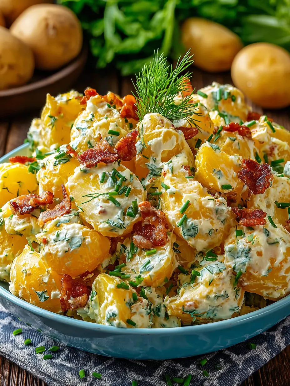 A bowl of food with bacon and potatoes.