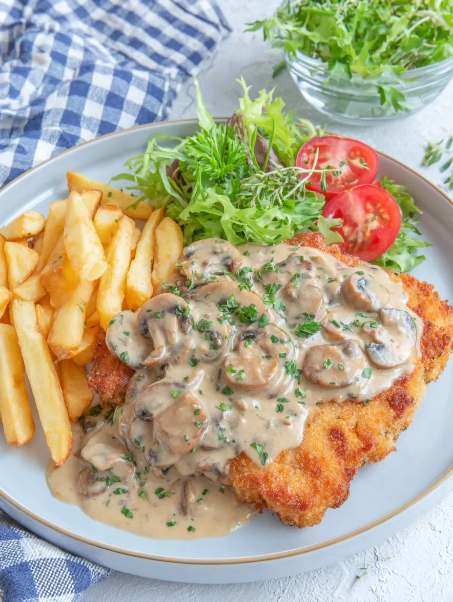 A plate of food with mushrooms, tomatoes, lettuce, and french fries.