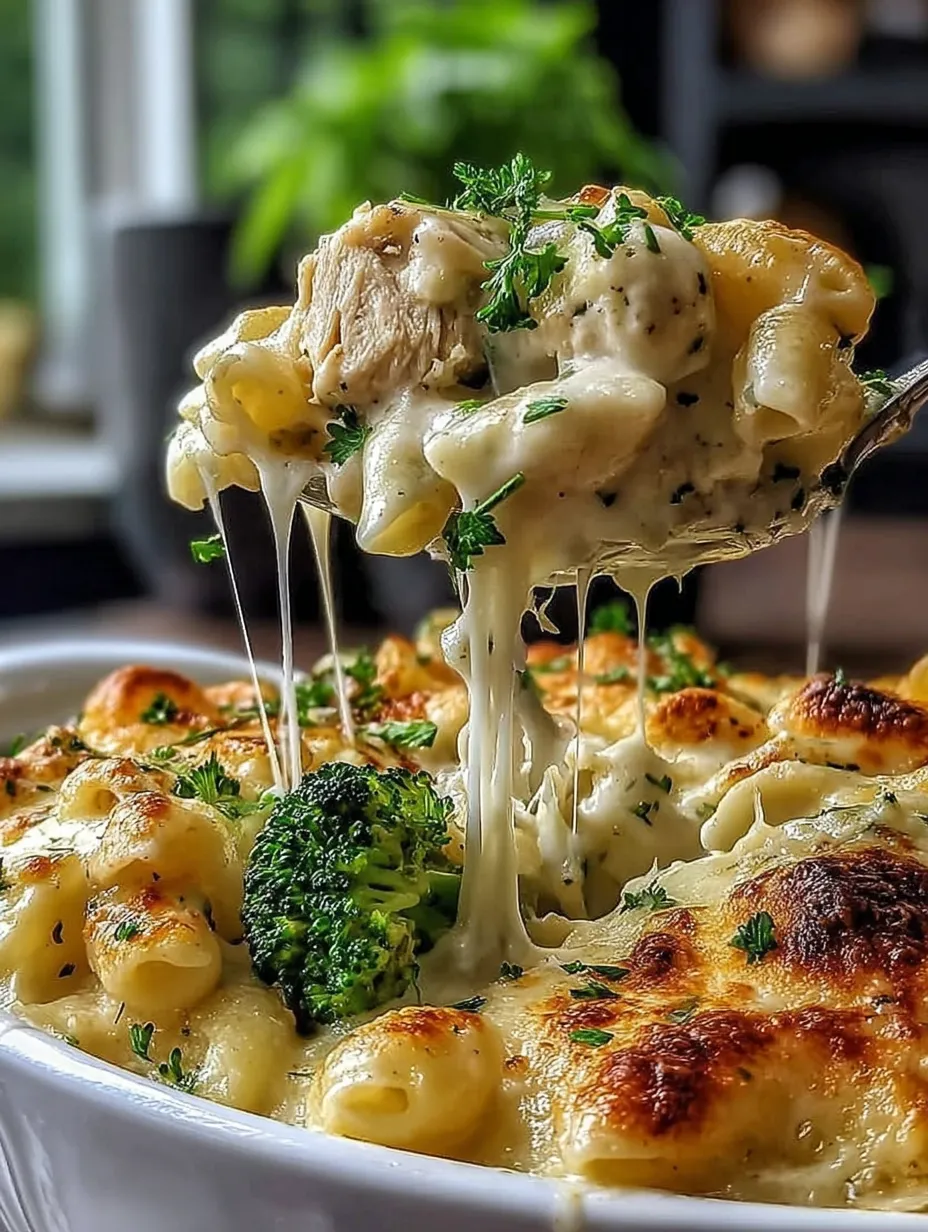 A bowl of macaroni and cheese with broccoli.