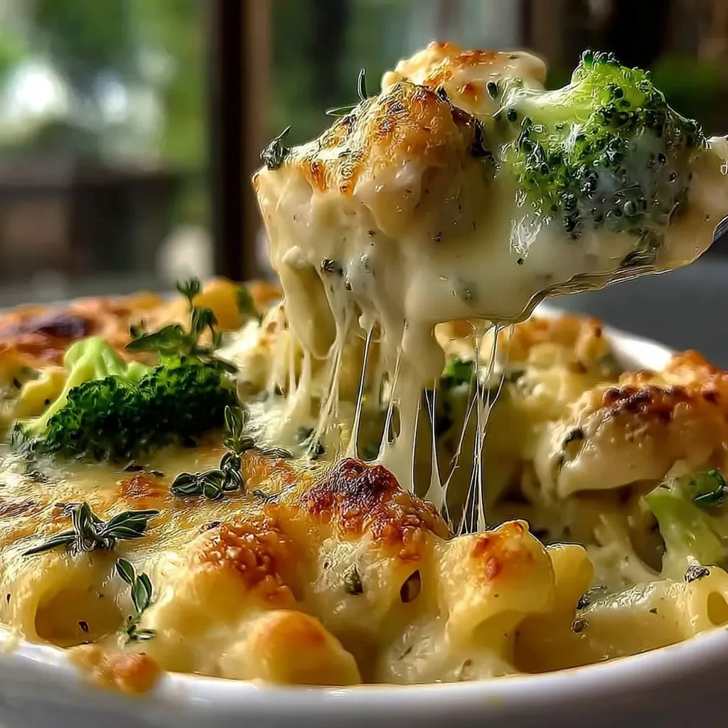 A bowl of food with broccoli and cheese.