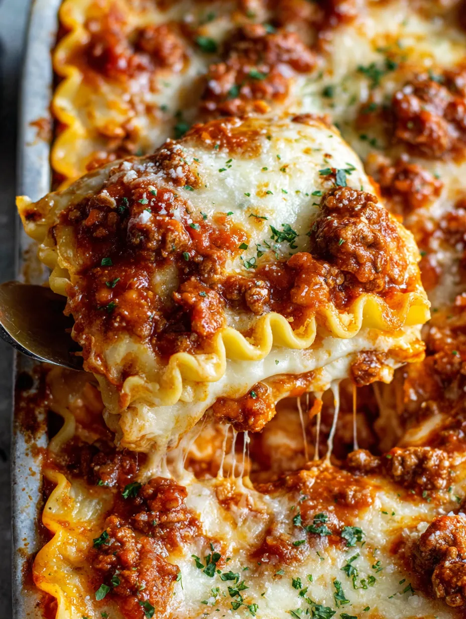 A close up of a lasagna dish with cheese and meat.