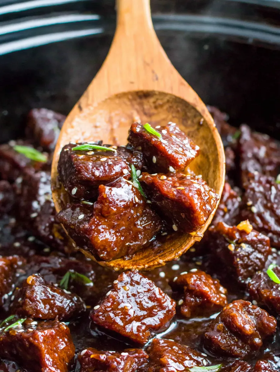 A wooden spoon with meat on it.
