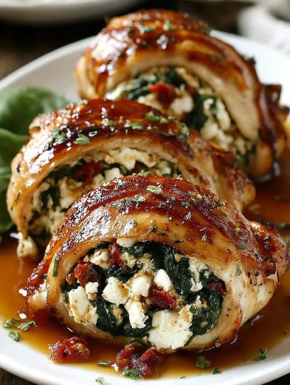 Sliced meat with cheese and spinach.