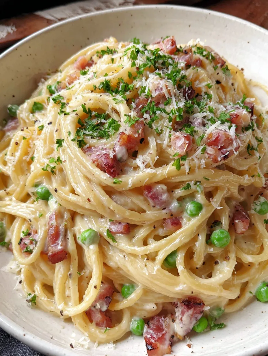 Eine Schüssel mit Pasta und Peas.