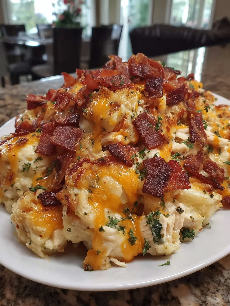 Eine Platte mit Bacon, Käse und Zwiebeln.