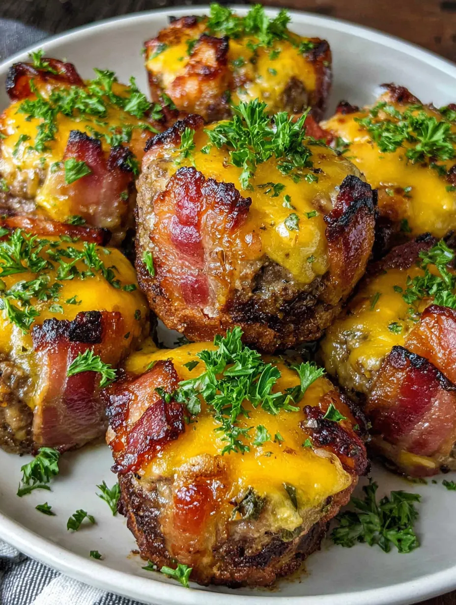 Bacon wrapped meatballs with cheese.
