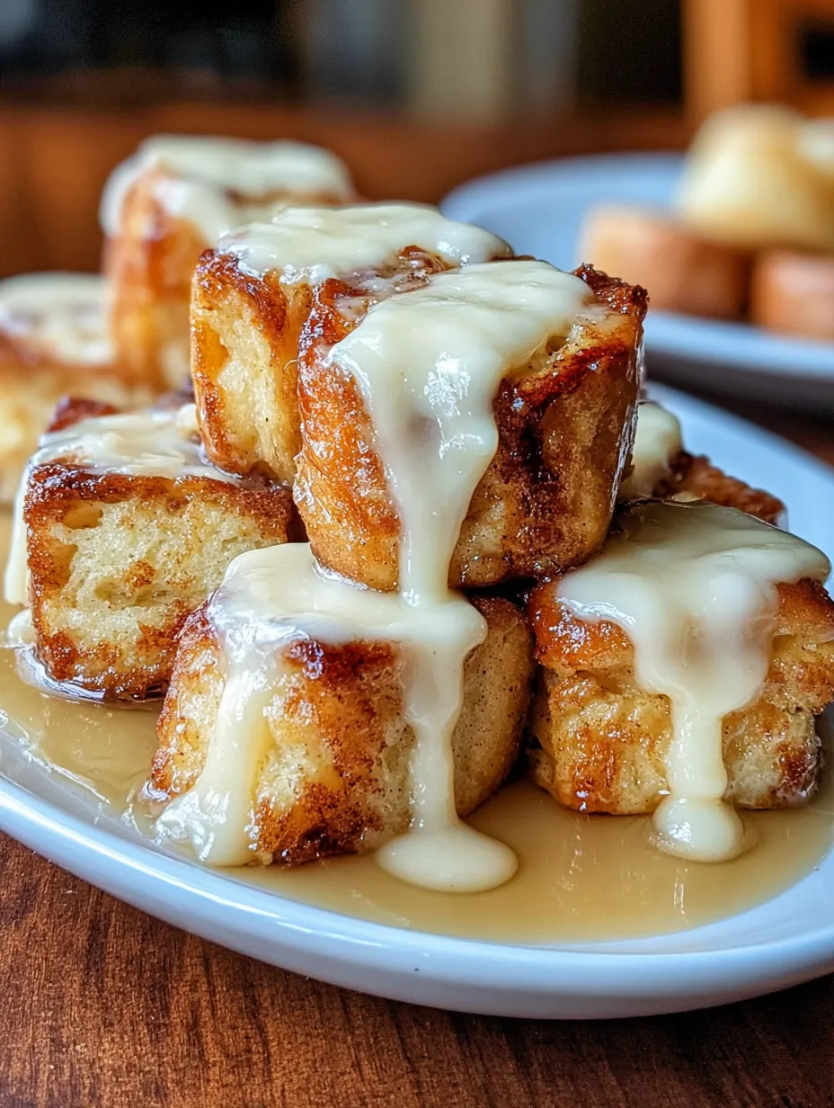 A stack of cinnamon rolls with icing.