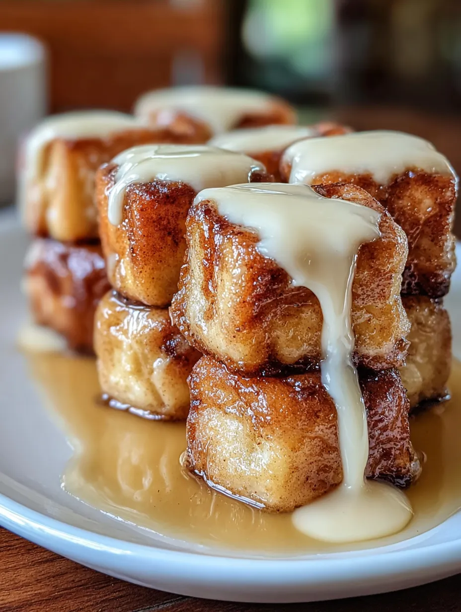 A stack of doughnuts with glaze.
