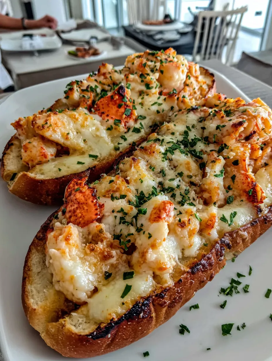 A plate of food with lobster and cheese.