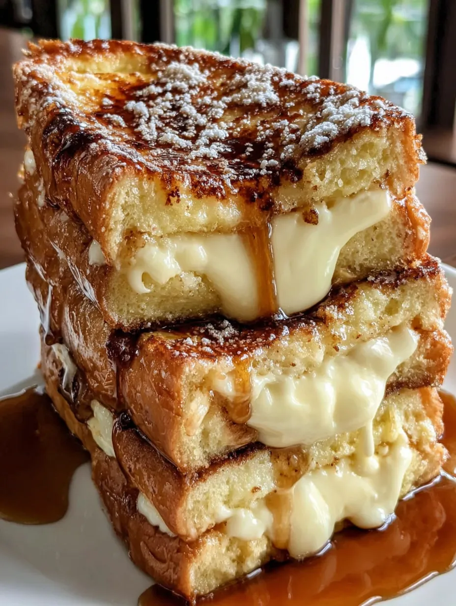 A stack of French toast with syrup.