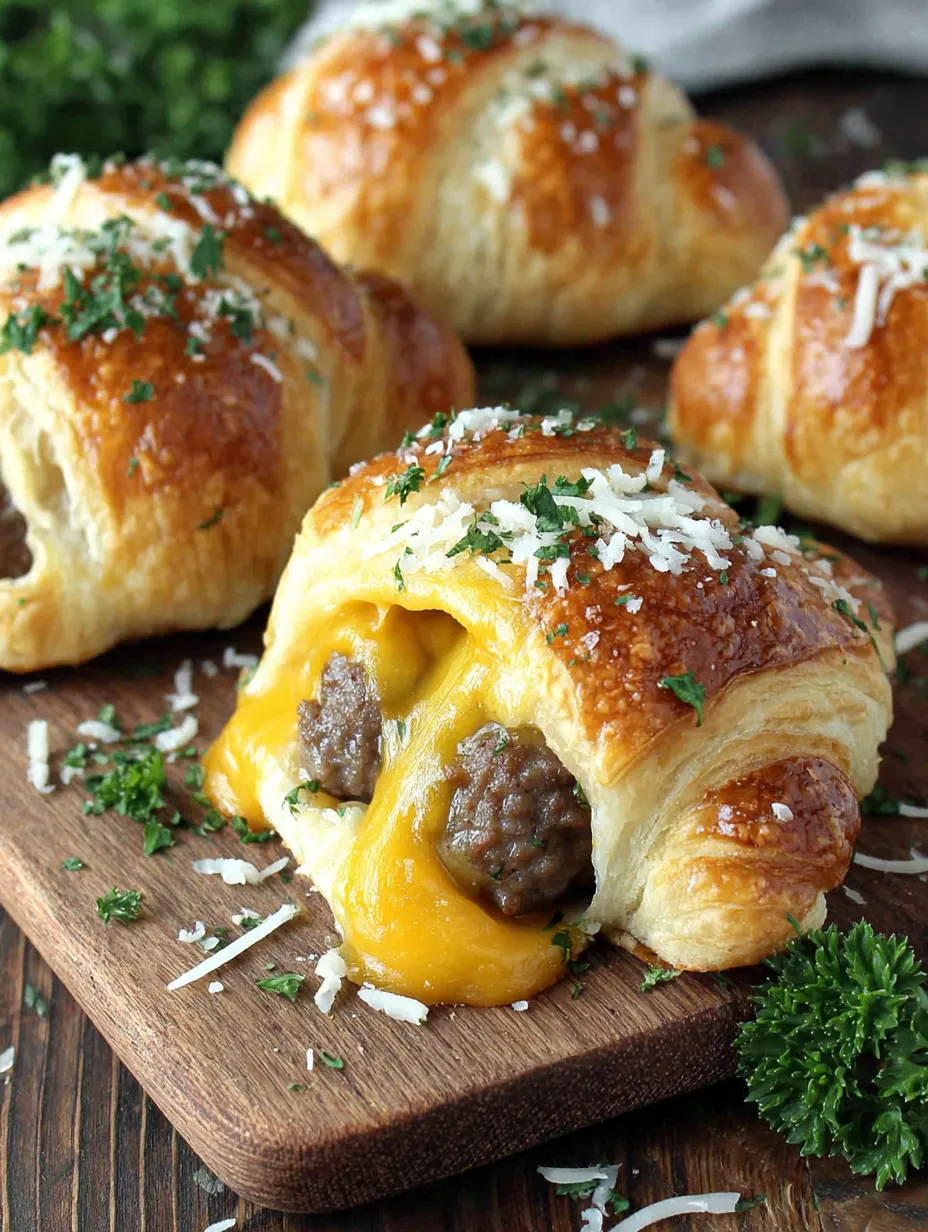 A pastry with meat and cheese in it.