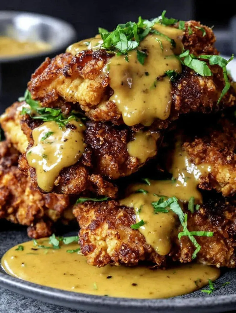 Chicken with sauce on a plate.