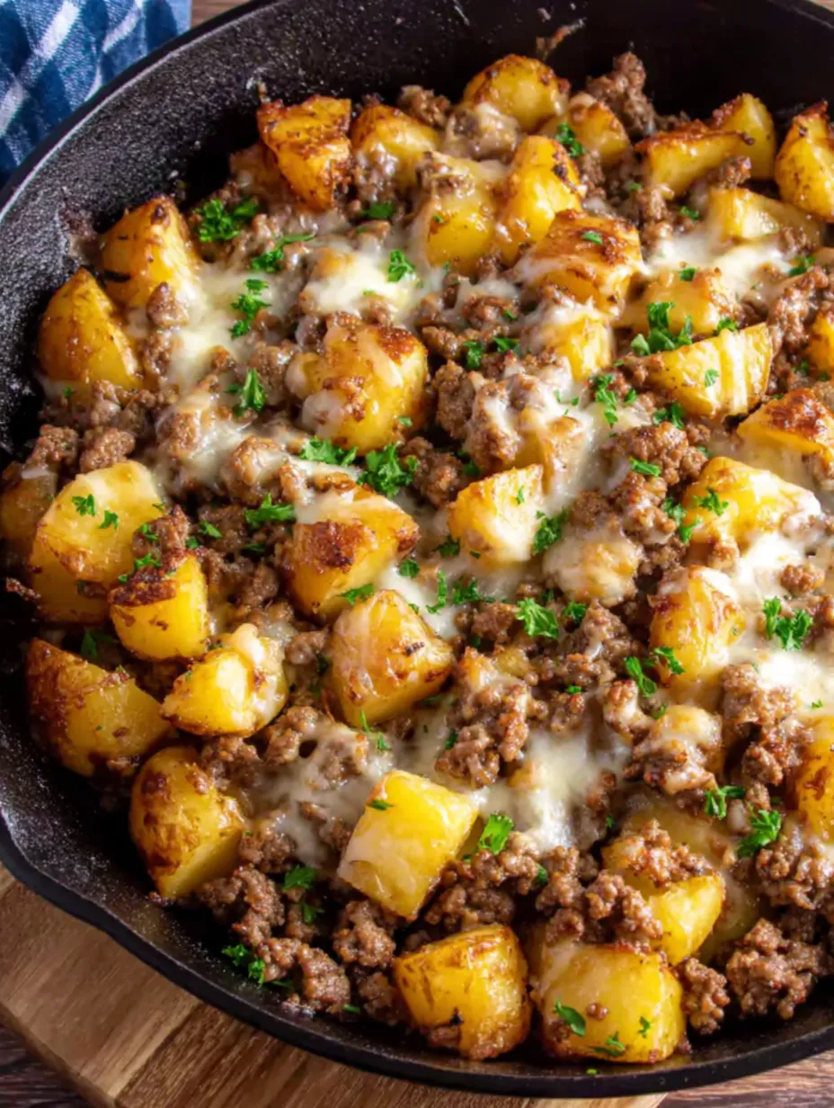 A delicious meal of meat and potatoes.