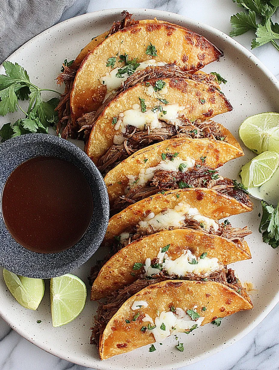 A plate of tacos with meat and cheese.