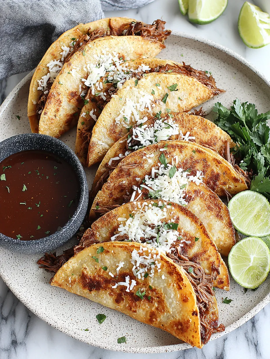 A plate of tacos with a bowl of sauce.