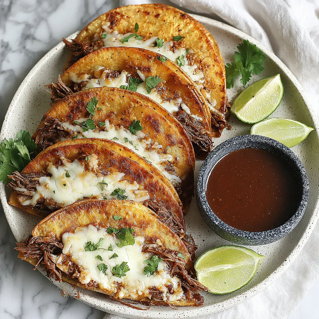 A plate of tacos with a bowl of sauce.