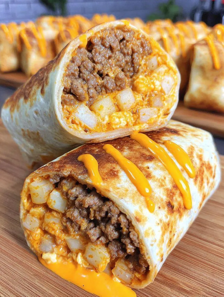 A burrito with meat and cheese.