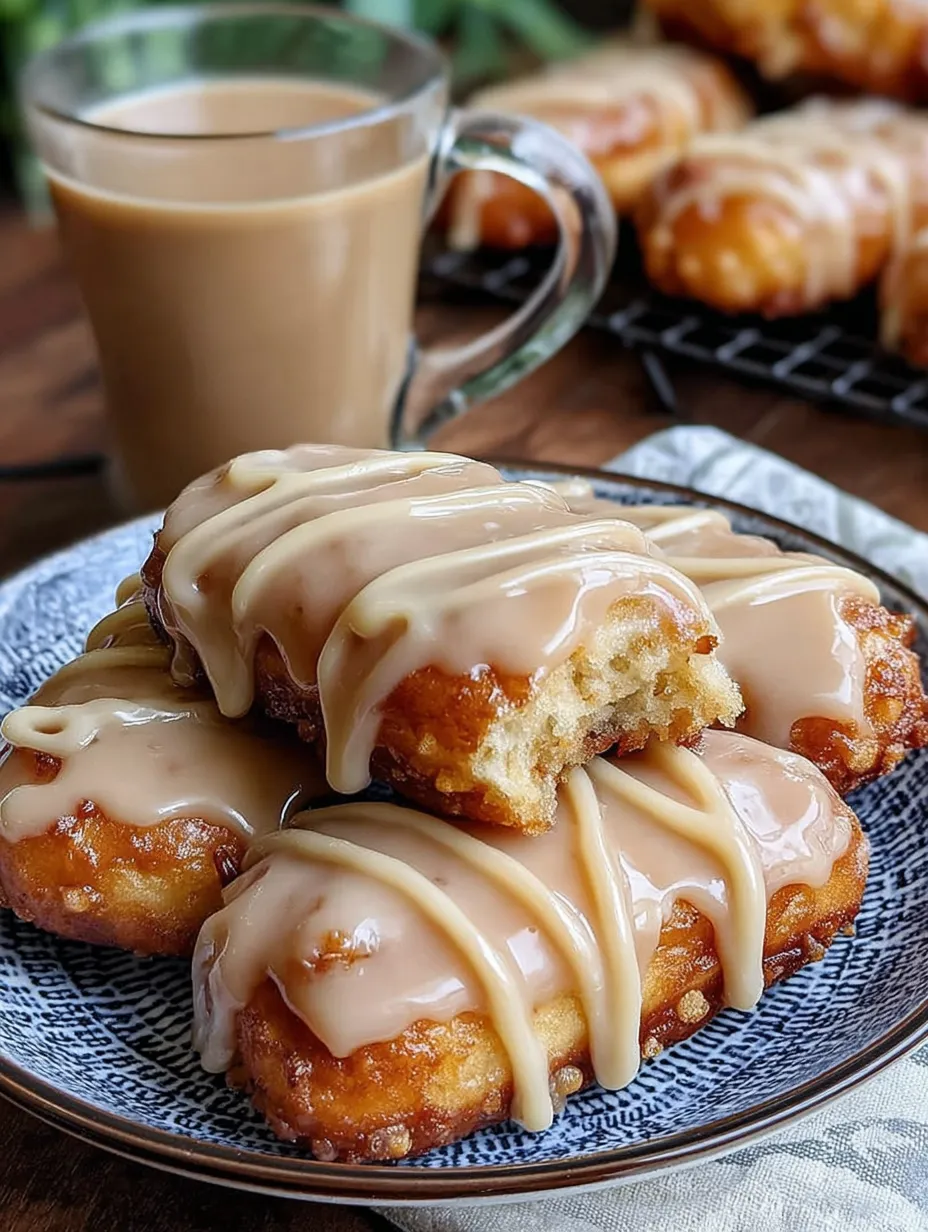 A plate of doughnuts with glaze and powdered sugar.