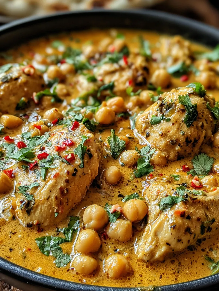 A plate of chicken with red peppers and green herbs.