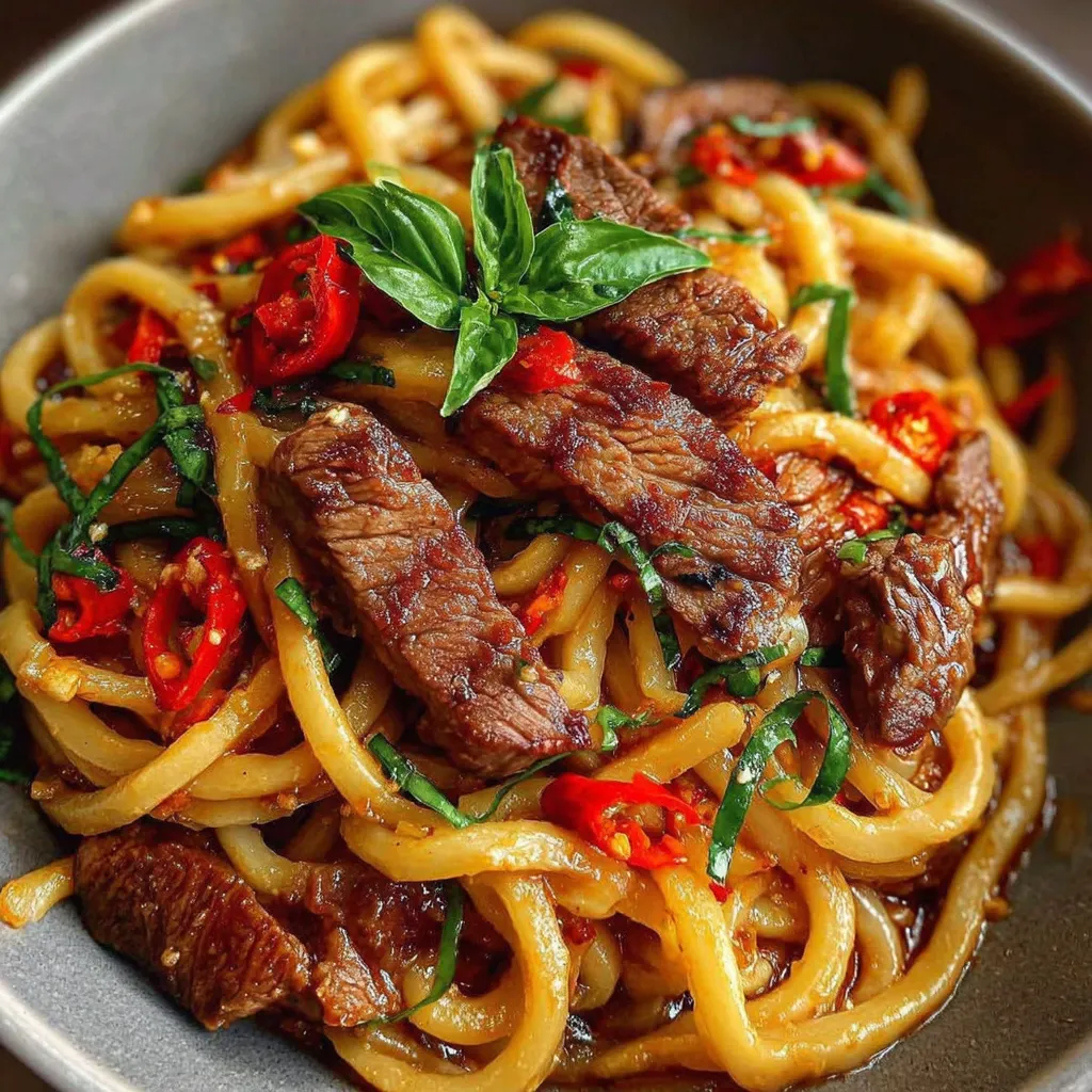 A bowl of noodles with meat and vegetables.