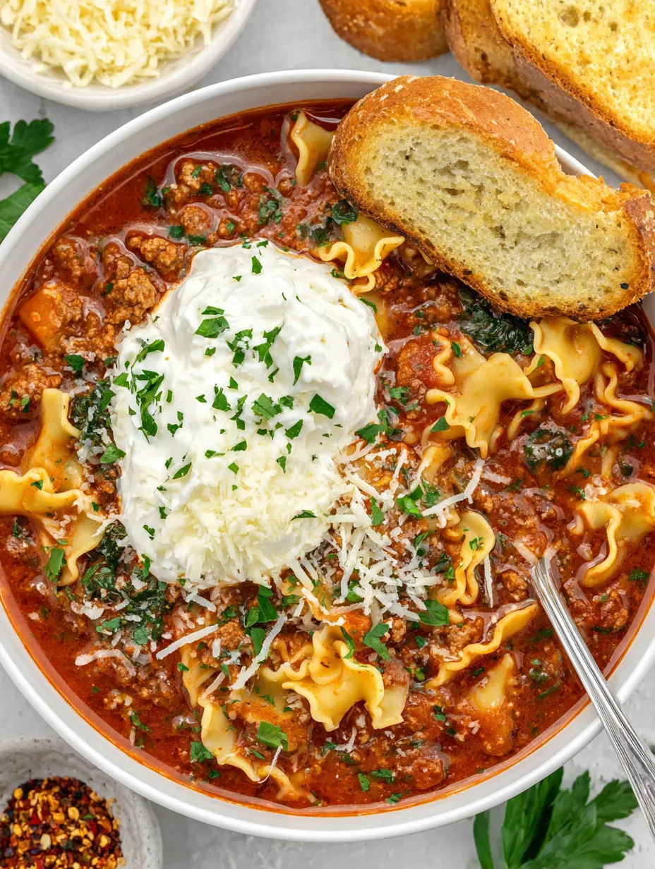 A bowl of pasta with a white sauce on top.