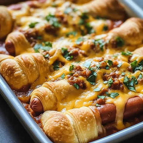 Chili Cheese Crescent Hot Dog Bake