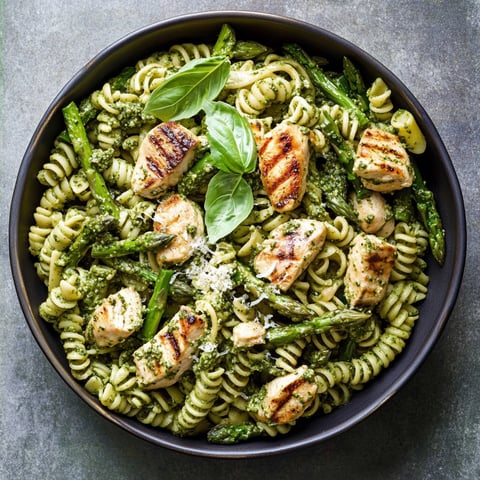 Grilled Chicken and Asparagus Pesto Pasta