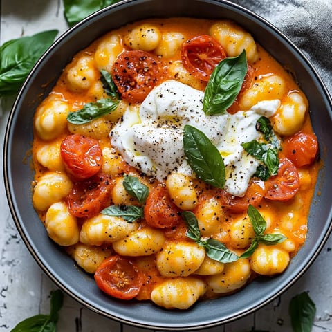 30 Minute Creamy Tomato Gnocchi with Burrata