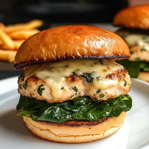 White Cheddar and Spinach Chicken Burgers Recipe