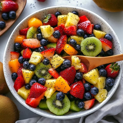 Fresh Fruit Salad with Honey-Lime Poppy Seed Dressing