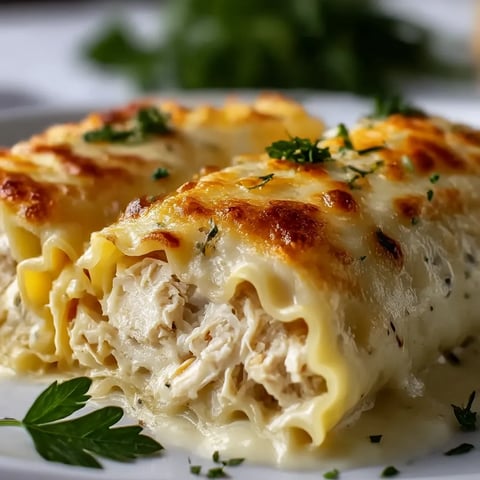 Chicken Alfredo Lasagna Rolls