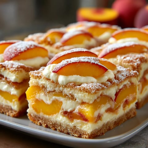 Peaches and Cream Cheesecake Bars