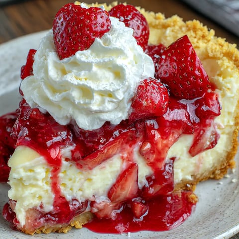 A slice of strawberry cheesecake on a plate.