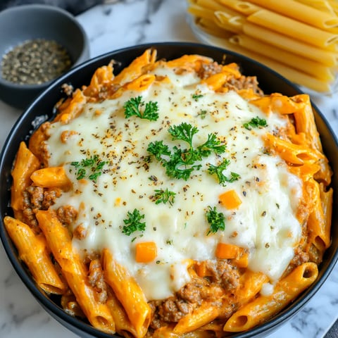A bowl of creamy rotel pasta with ground beef.