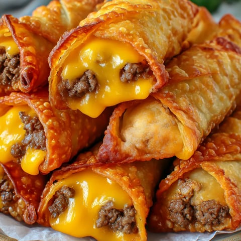 A plate of cheeseburger eggrolls.