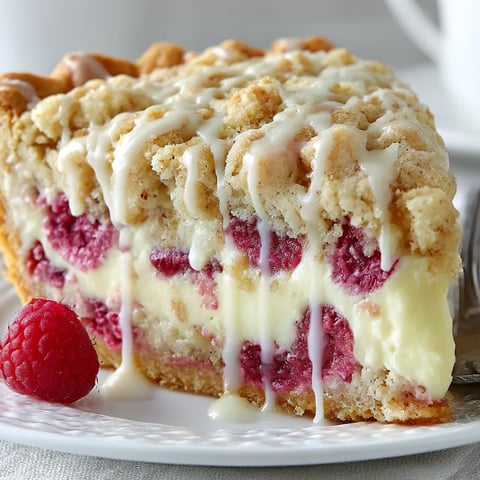 A slice of Raspberry Cheesecake Crumb Cake.