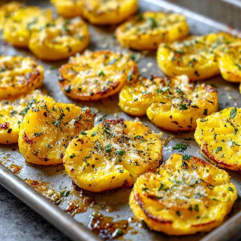 A pan of Parmesan smashed potatoes.