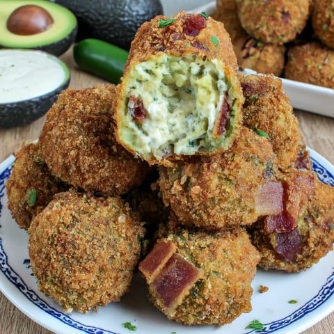 A plate of cream cheese avocado bacon bites.