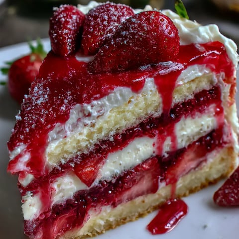 A slice of red velvet strawberry cheesecake.