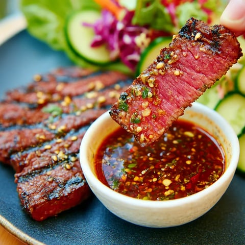A person is putting sauce on a piece of meat.