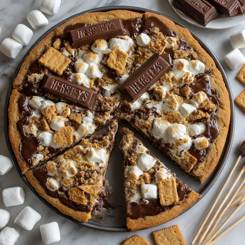 A pizza with marshmallows and chocolate on top.